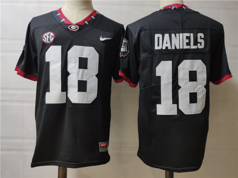 Men Georgia Bulldogs #18 Daniels Black Nike 2025 NCAA Jersey